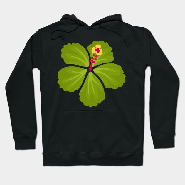 Green Hand Drawn Hibiscus Flower Hoodie by RageRabbit